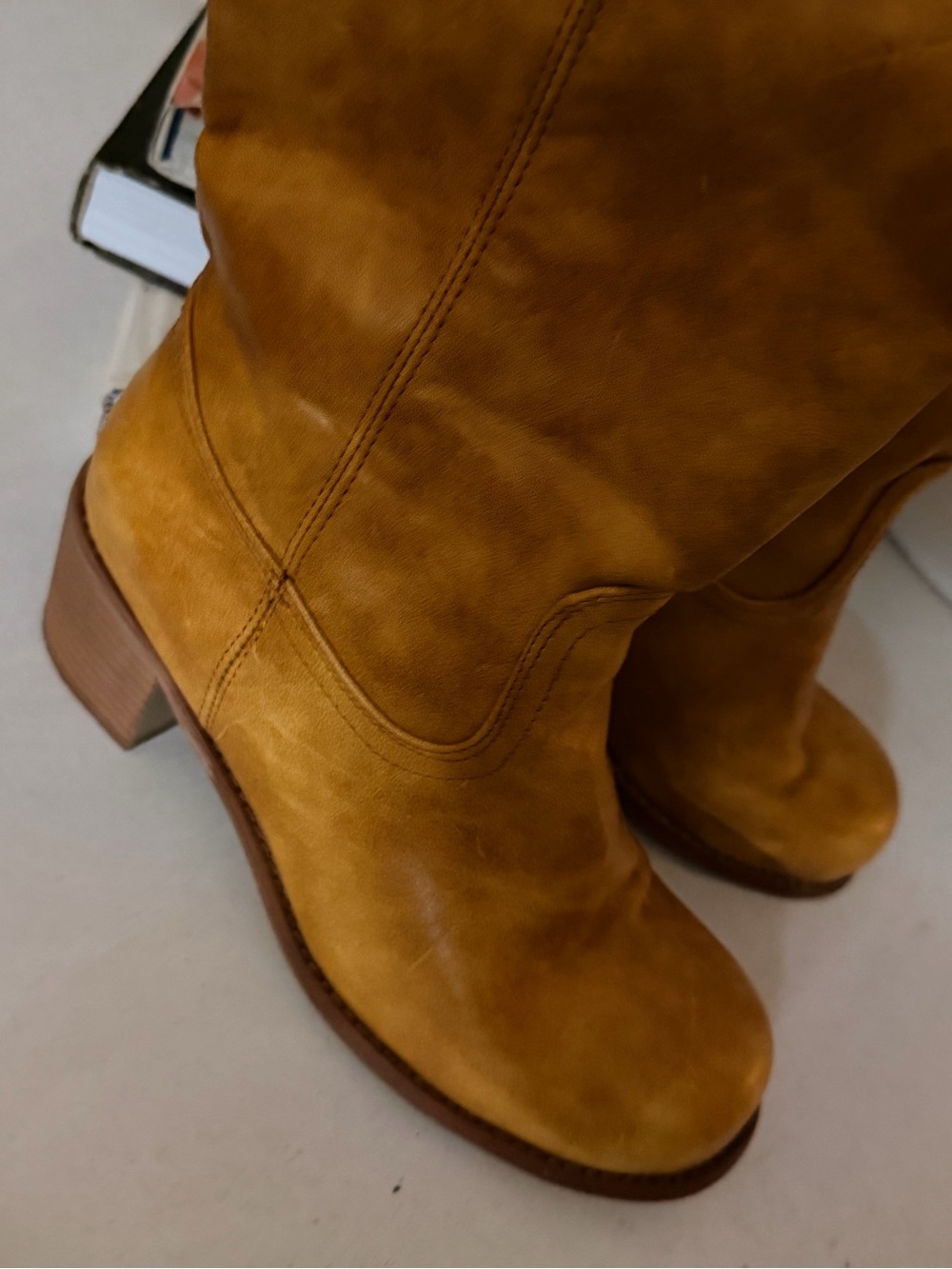 Women’s Suede Mid-Calf Boots in Mustard